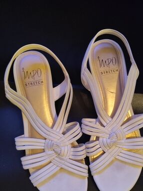 Impo White Knotted Multi-Strap Slingback Sandals